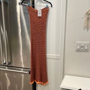Free People Orange Knit Maxi Skirt